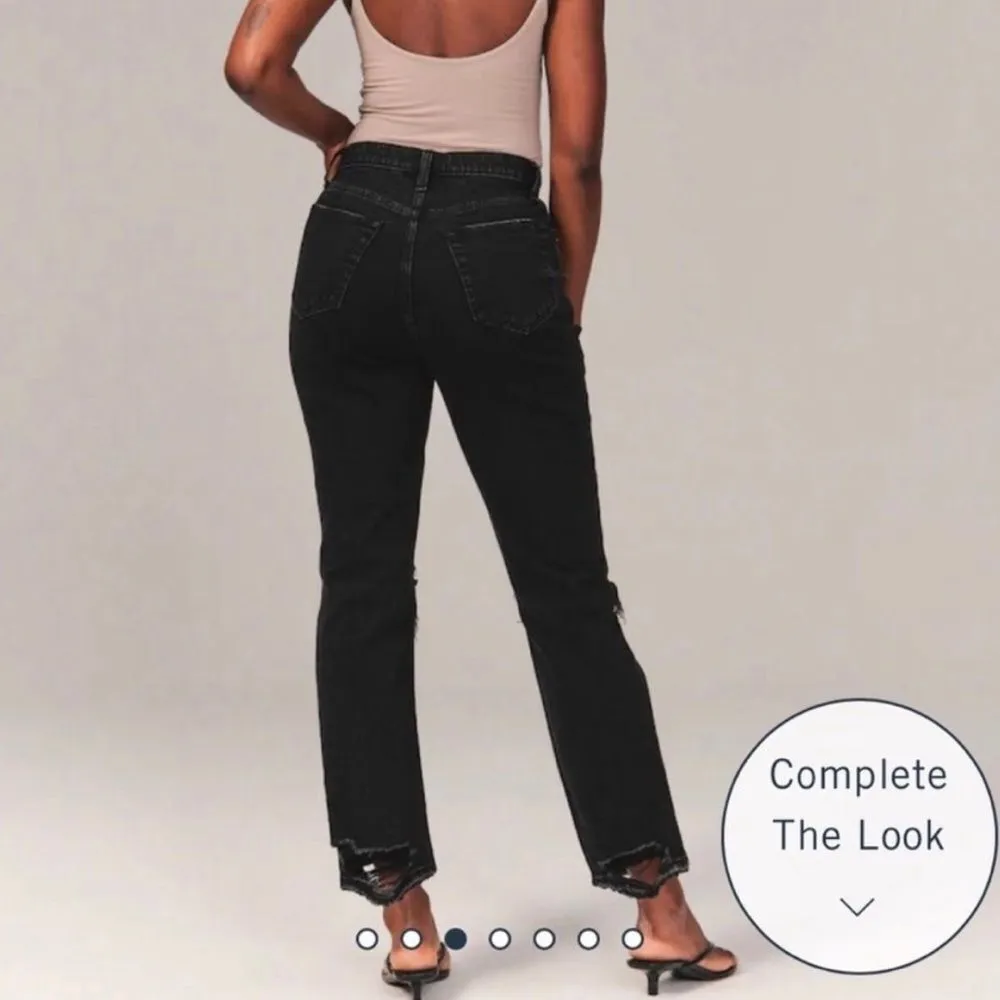 Abercrombie Curve Love Ultra High Rise Ankle Straight Jeans Black Size 28 - Image 2