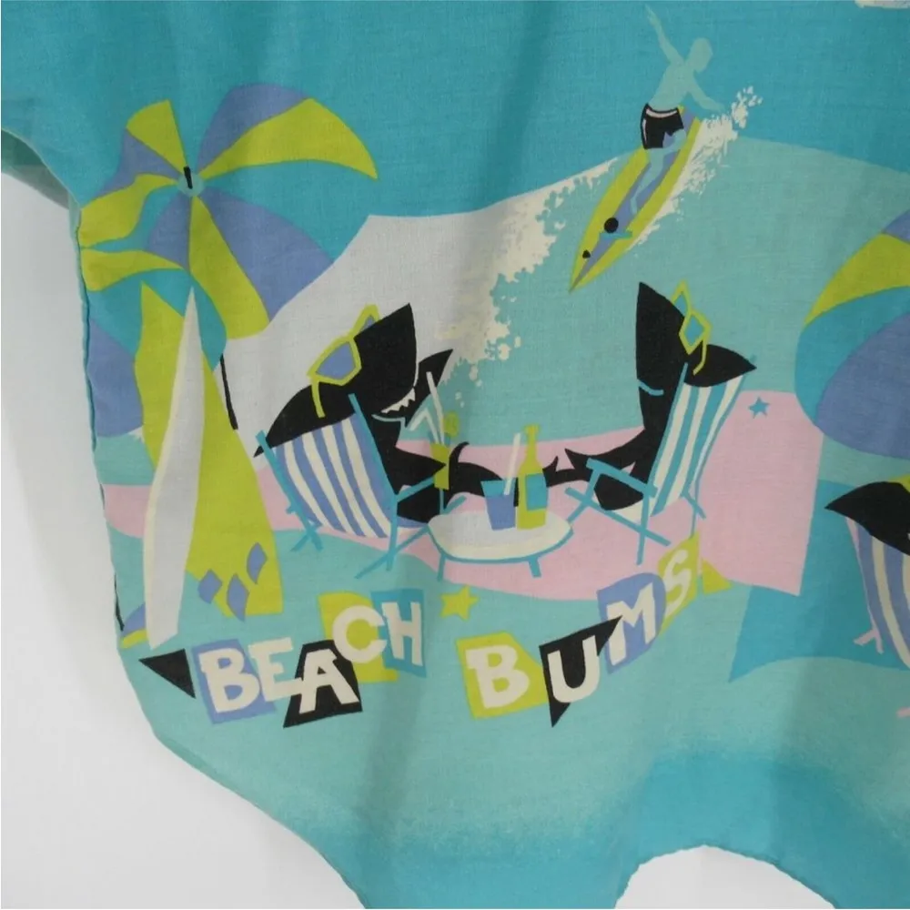 Vintage 90s Willow Ridge Button Down Short Sleeve Shirt Nautical Beachy Sharks L - Image 7