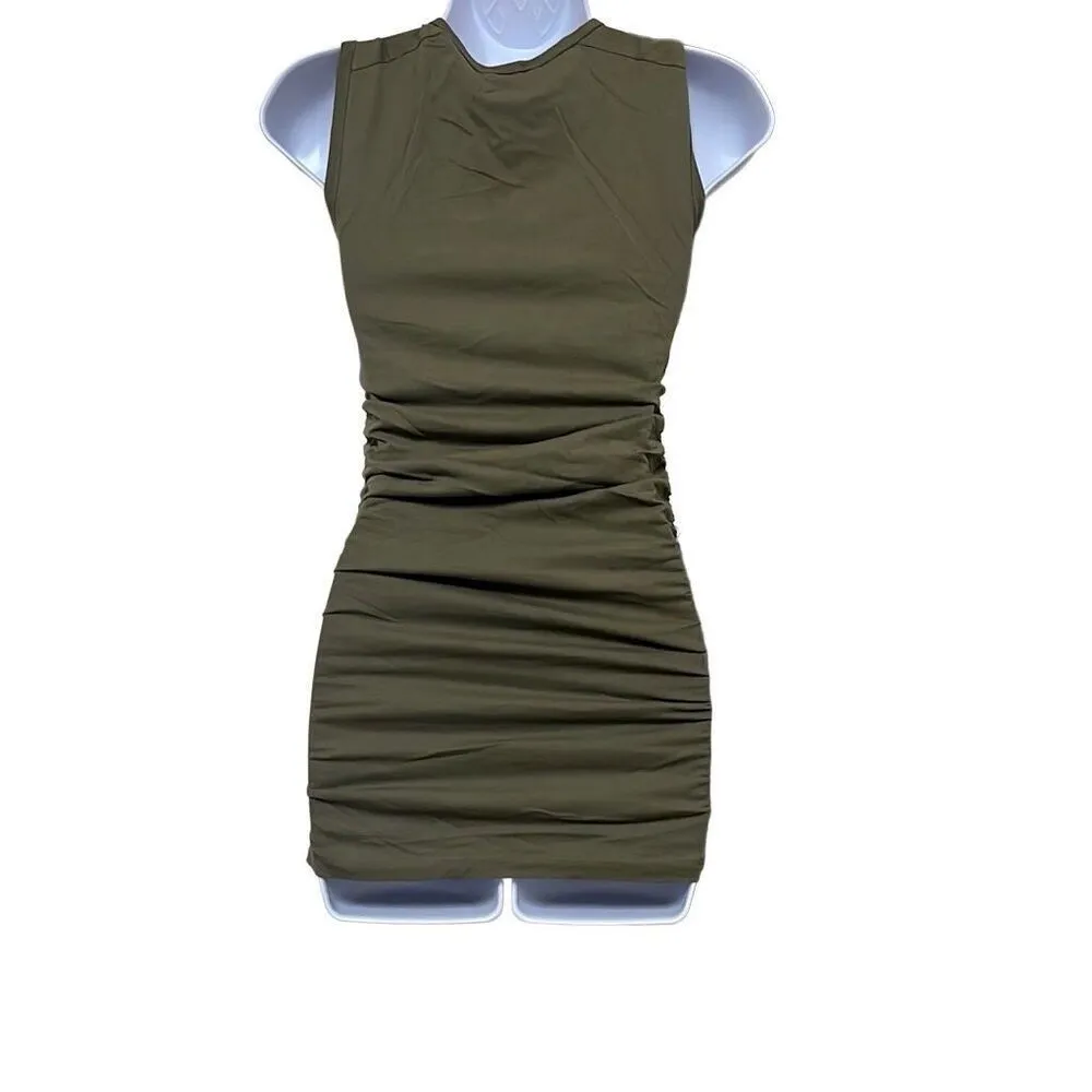 Revolve n:philanthropy Buenos Tank Top Olive Green Ruched Side Crewneck XS NWT - Image 6