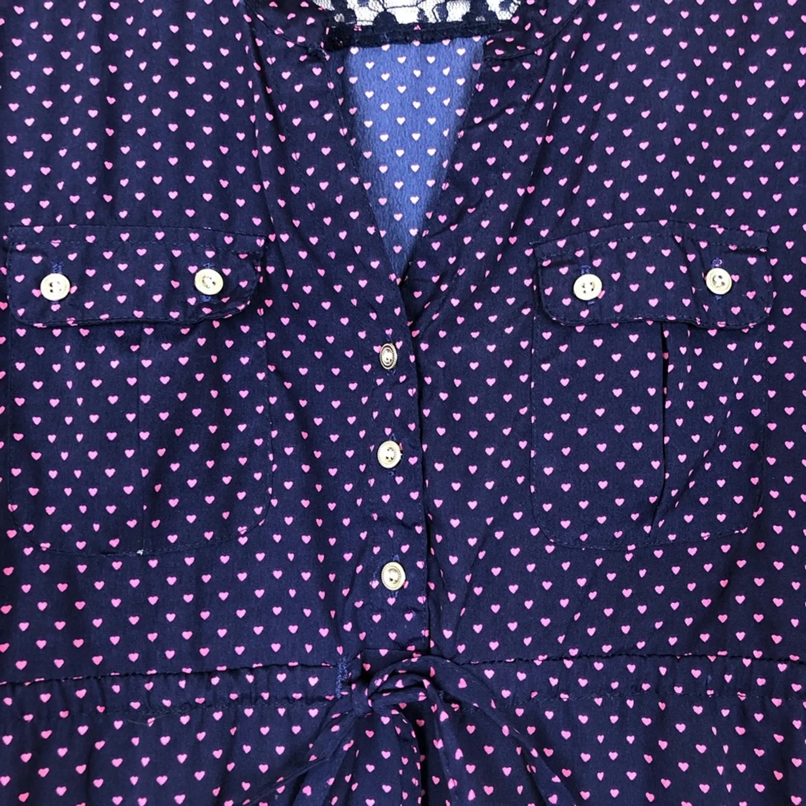 Rumor has it! Polka Dot Blue & Pink Tunic Top Size Small - Image 4