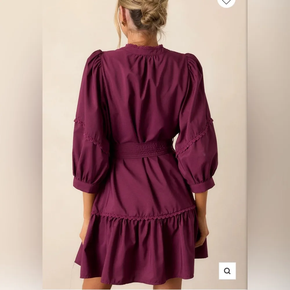 Entro Fire And Rain Plum Bishop Sleeve Mini Dress - Image 2