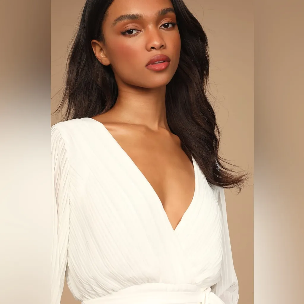 Lulus Embrace Your Beauty Ivory Pleated Long Sleeve Skort
Romper - Image 3