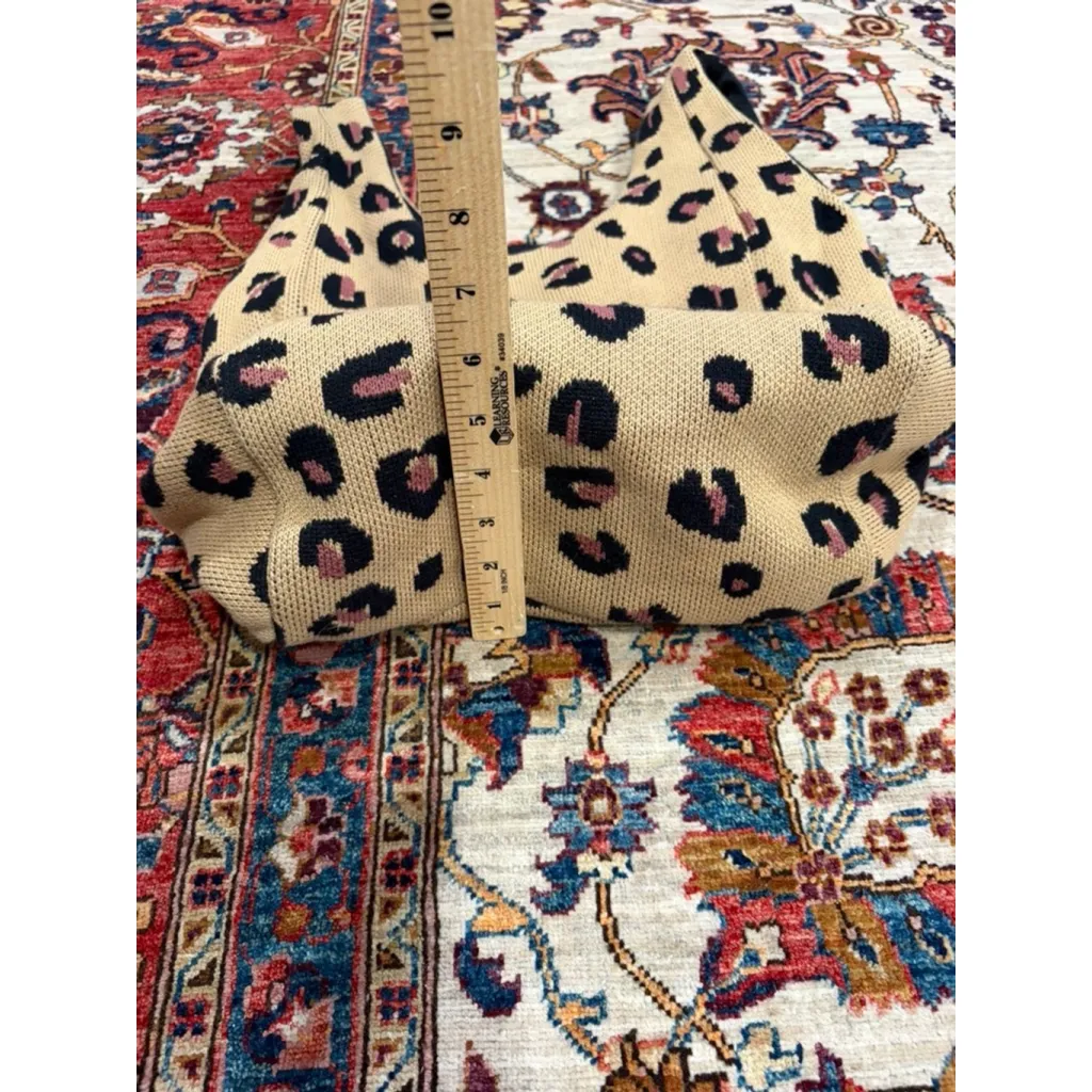 Hansel from Basel Knit Leopard Print Tote Bag Slouchy Shoulder Hobo Tan Cotton Black - Image 3