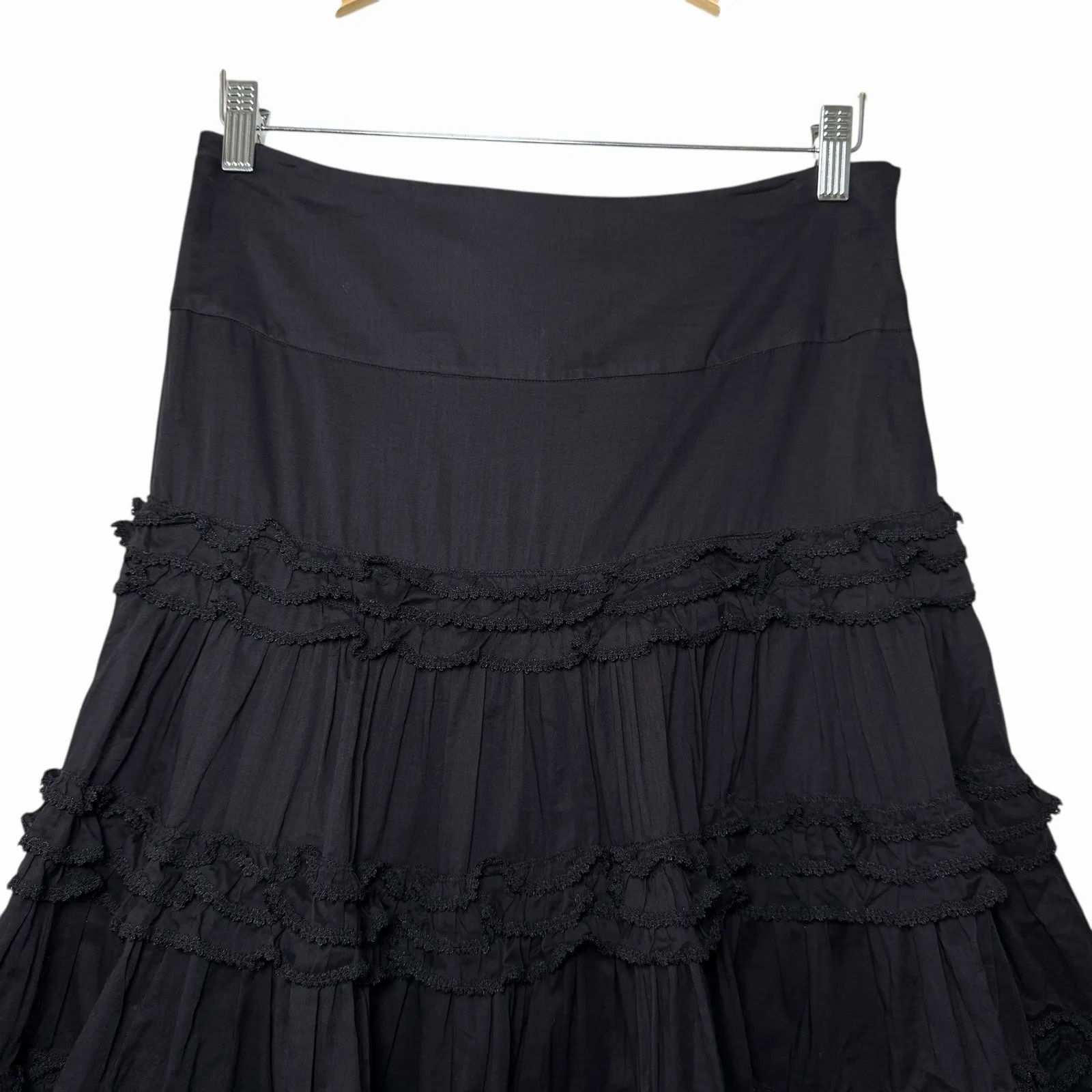 Bebe Womens Black Tiered Ruffle Skirt M Corset Lace-Up Fairycore Whimsigoth - Image 6