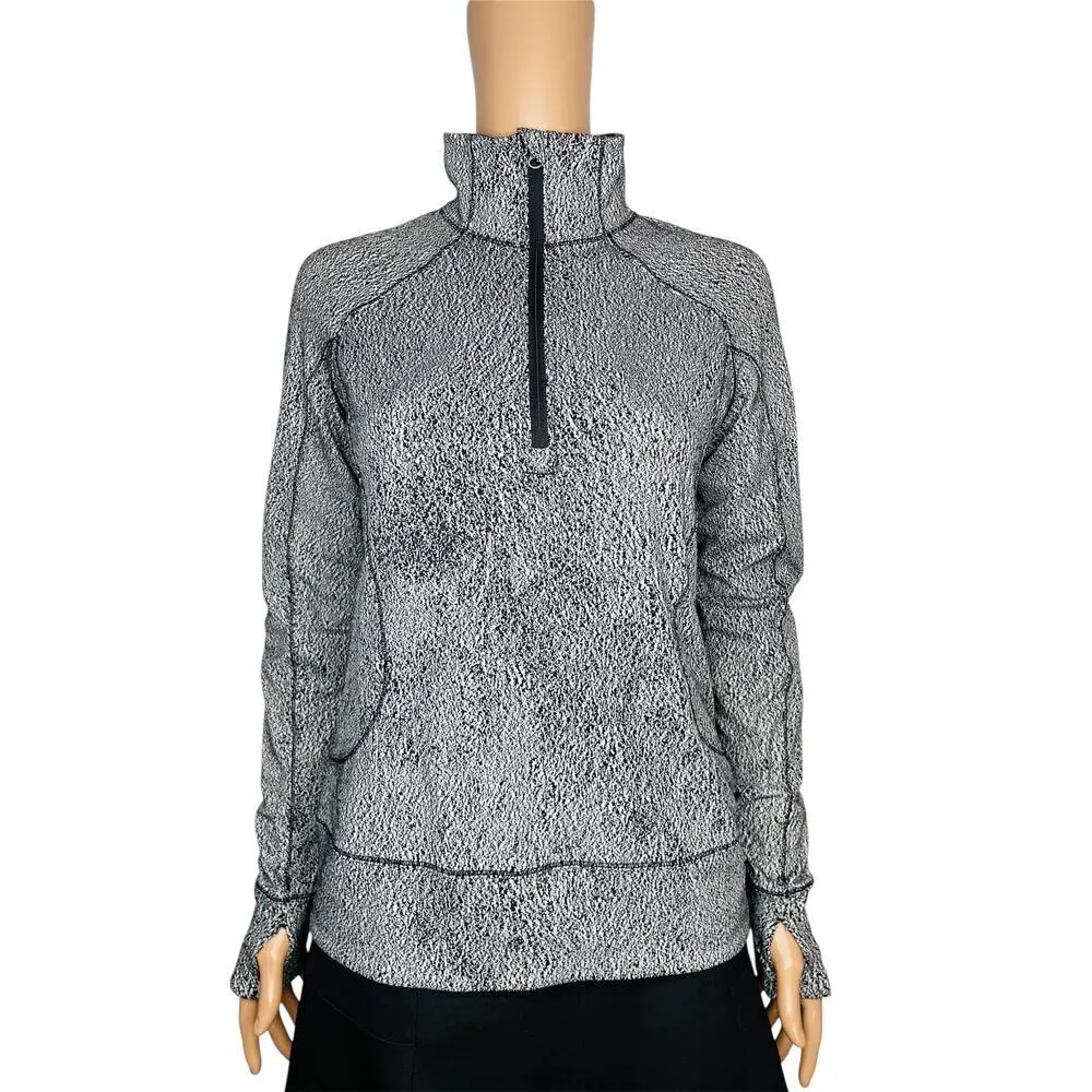 Lululemon Rush Hour 1/2 Zip Luon Spray Jacquard White Black Pullover size 8 Run - Image 3