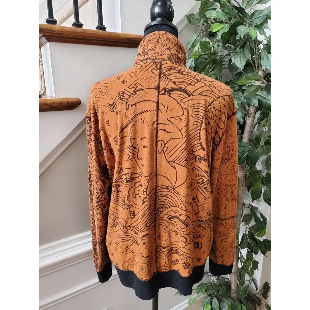 Spa by Chicos Women Orange 100% Cotton Long Sleeve Full Zip Casual Jacket 2 (L) - Image 7