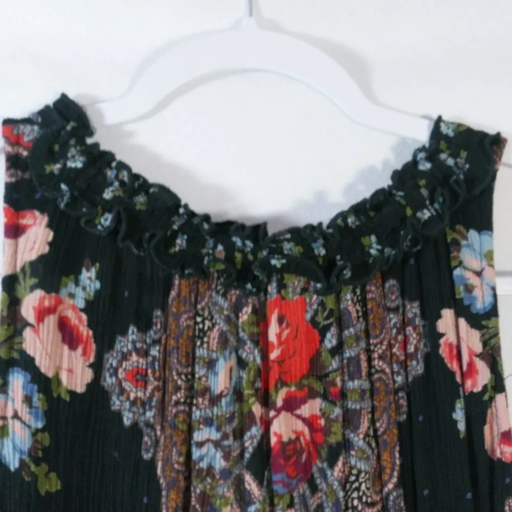 Bila Boho Black Floral Ruffle Tassel Tank Shirt Size Small - Image 8