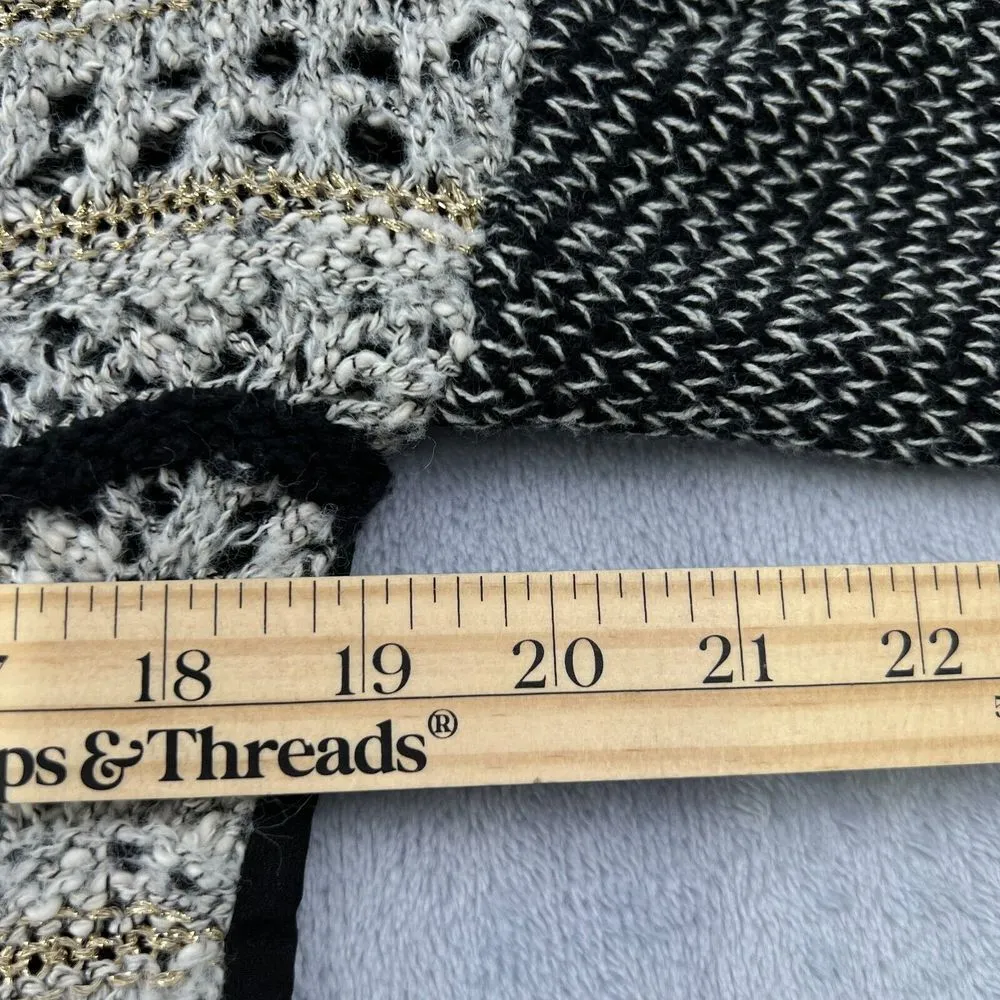 Bke Boutique Black/Gold Womens Small Sweater  3/4 Sleeve Fisherman Knit Pullover - Image 13