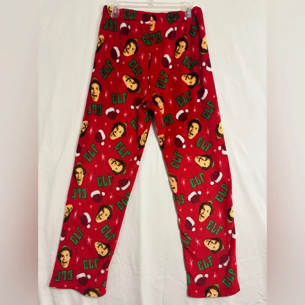 Elf Fleece Sleep Lounge Pants Adult Sm Christmas Holiday Comfy Cozy drawstring Red - Image 2