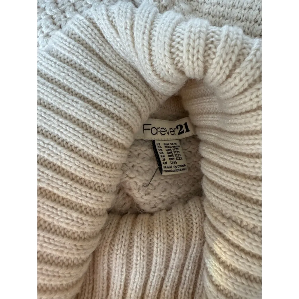 Women's Forever 21 Cream Knit Turtleneck Poncho One Size - Image 2