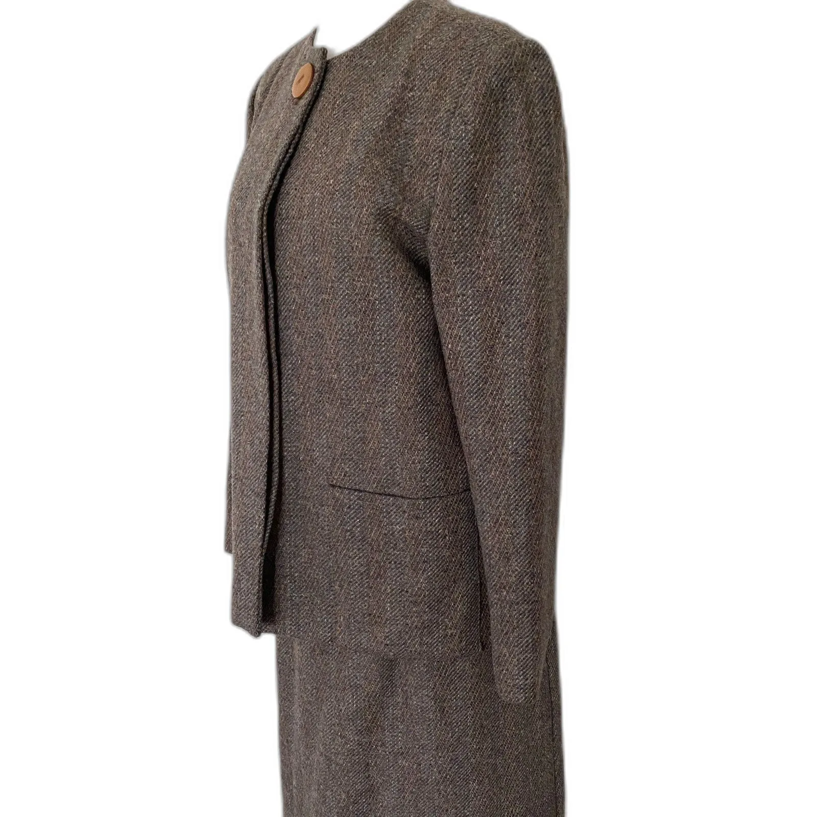 Vintage Reed Roberts Brown Wool Suit Jacket Skirt Lined Tailored Set Sz 10 - Image 4