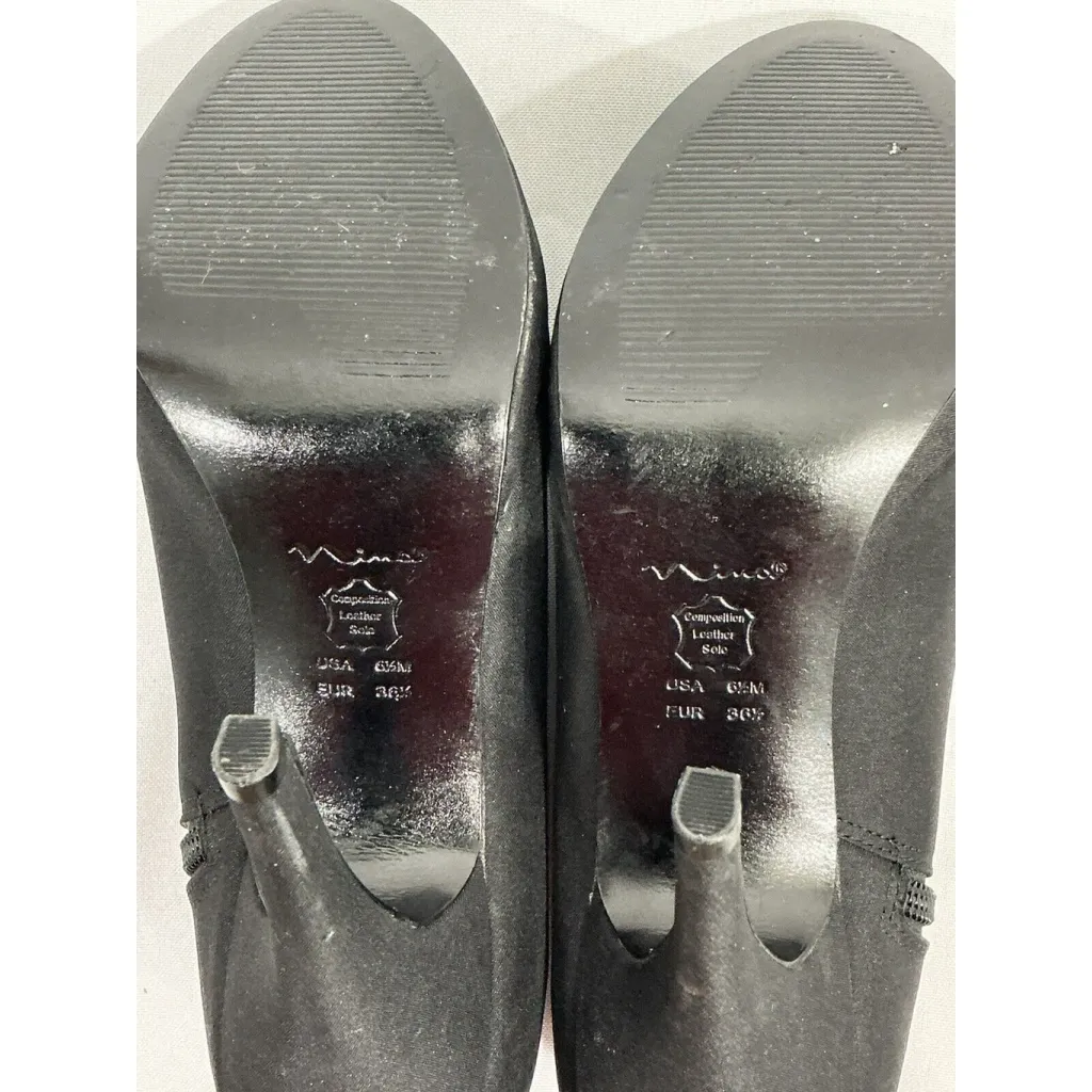 Womans Nina 6.5 Black Peep Toe Pleated Accent Zip Stiletto Bootie NWOT - Image 8