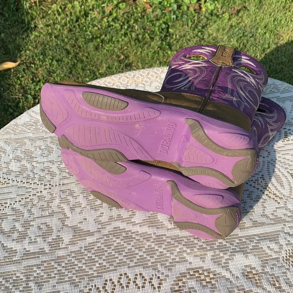 🚫SOLD🚫Durango Purple & Brown Embroidered Cowboy Boots with Rubber Bottoms - Image 7