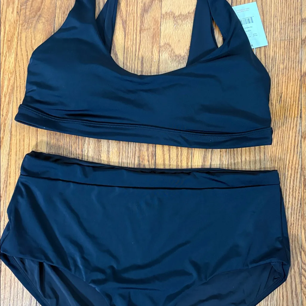 Andie Bikini Set Ventura Top Wide Band‎ High Waisted Bottom Black Size S NWT - Image 4