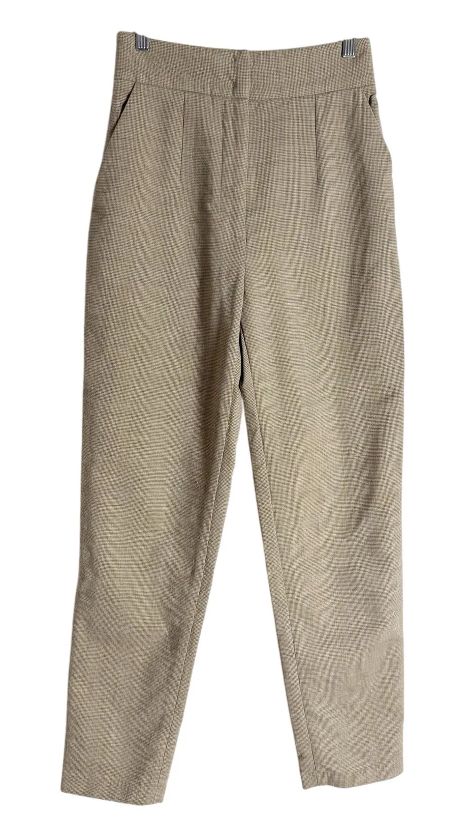 Rachel Comey Tan Houndstooth Wool High Rise Tapered Pants Size Small - Image 1