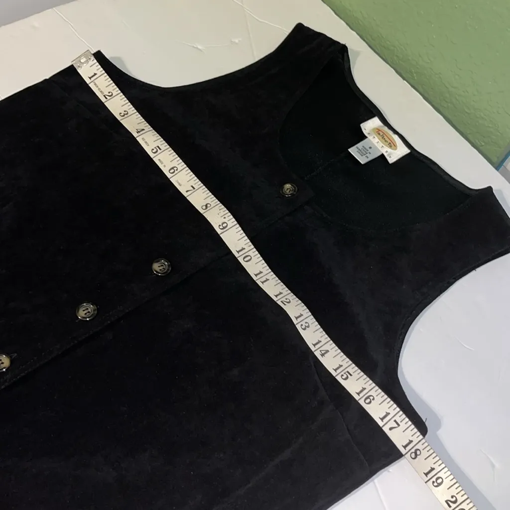 Vintage Black Velvet Dress • button up • jumper • sleeveless dress Size undefined - Image 5