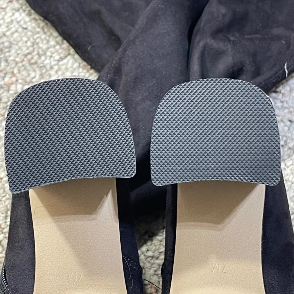 Steve Madden Osana Over The Knee Boot 7M Black Sort Tie Block Heel - Image 5