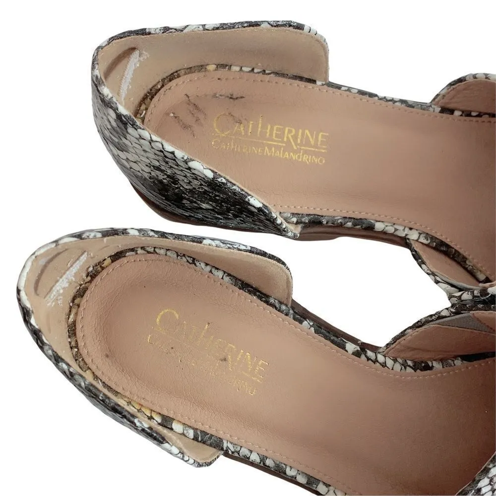 Catherine Malandrino Snakeskin D'Orsay Sandal Shoes Sz 6.5 Pointed Toe Flats - Image 3