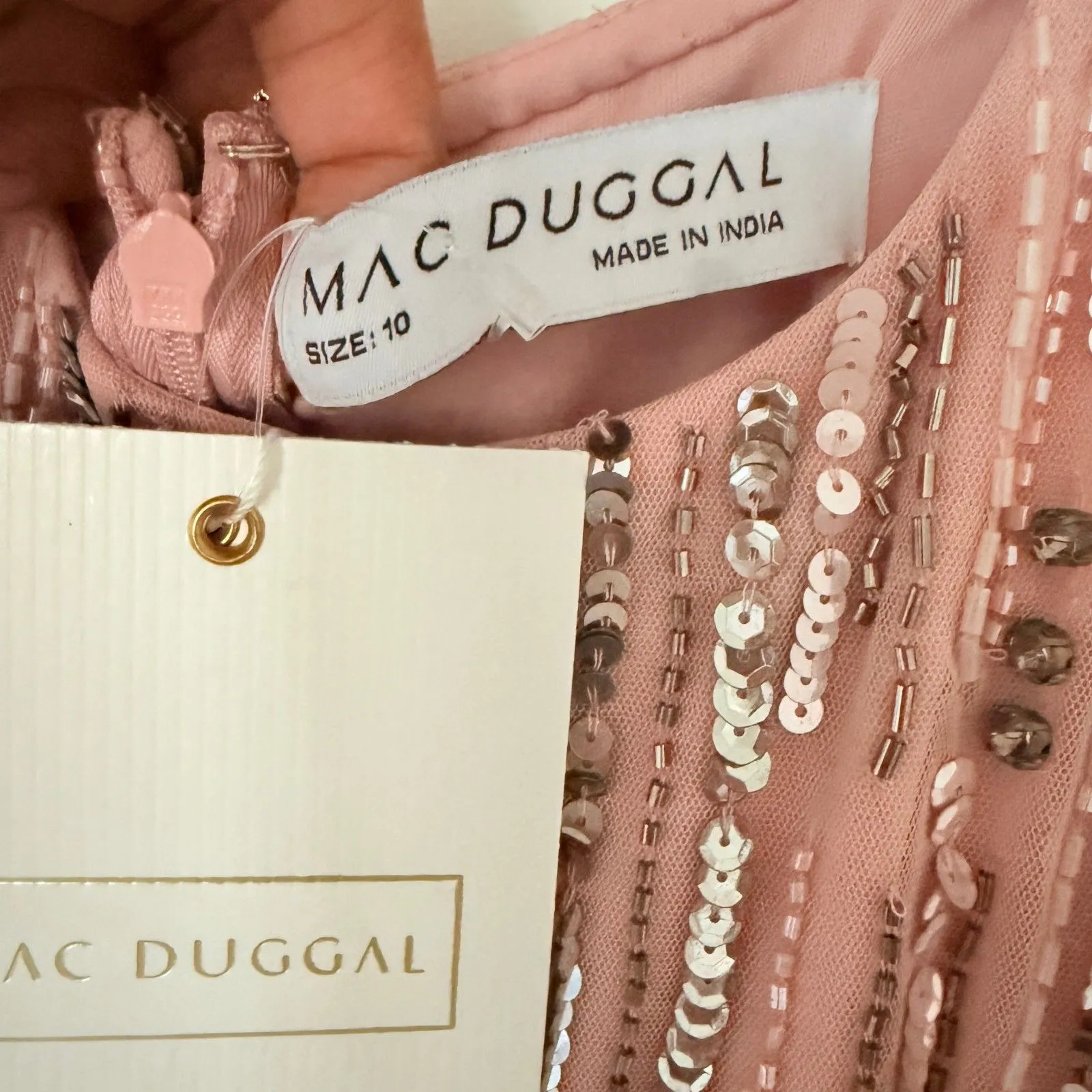 NWT Mac Duggal 93582 Vintage Rose Embellished Full-Length Gown Layered Sleeve 10 - Image 8