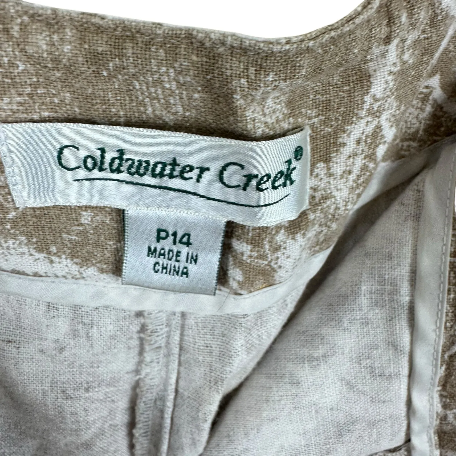 Coldwater Creek Tan Cream Gold Shimmer Linen Blend Mid Rise Capris Size 14P - Image 4