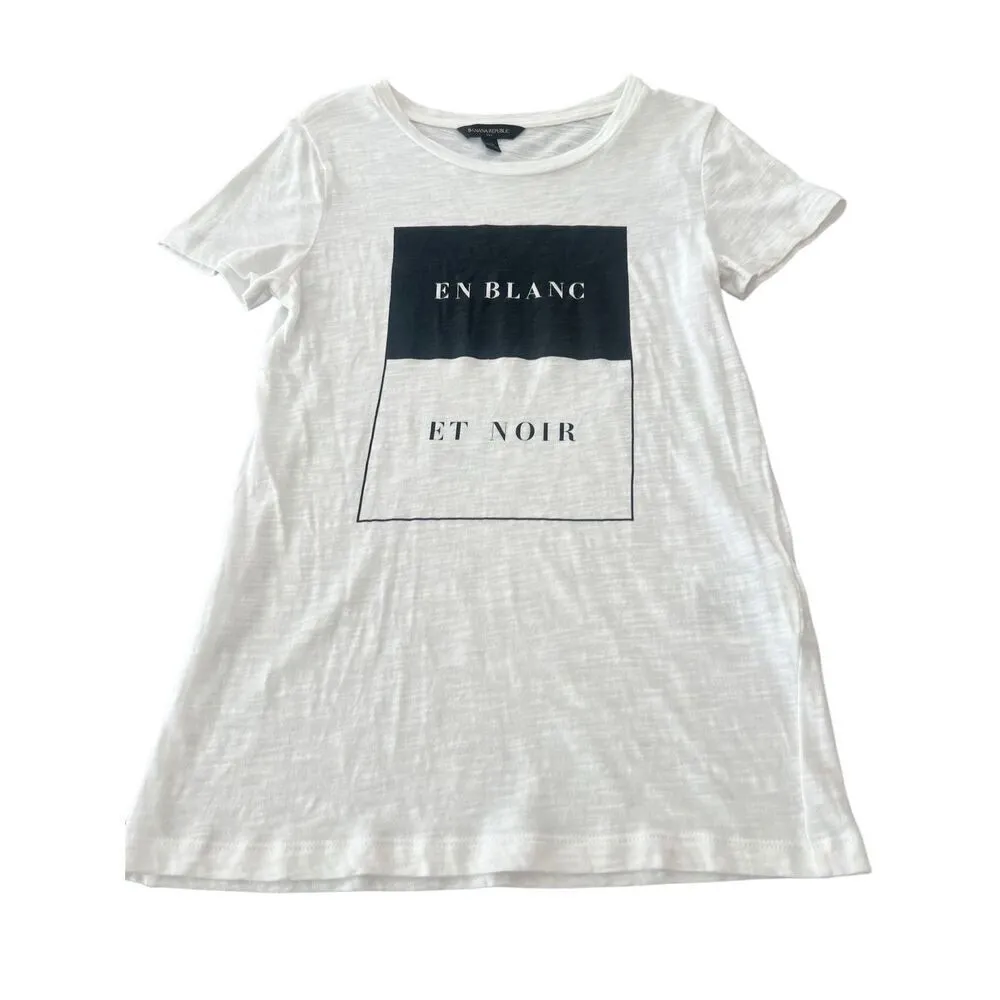 Banana Republic logo Black and Noir CREW-NECK T-SHIRT size XS - Image 2