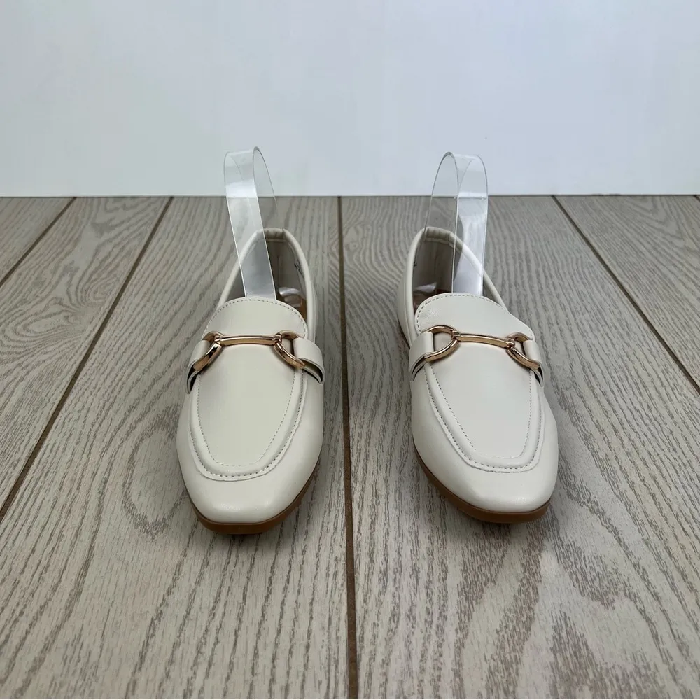 Journee Collection Women's Mizza Slip-On Loafers 6.5 Bone Faux Leather $85 - Image 2