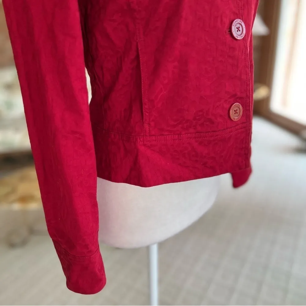 Jones New York Jacquard Animal Print Red Wine XSP Classic Office Chic Cropped - Image 13