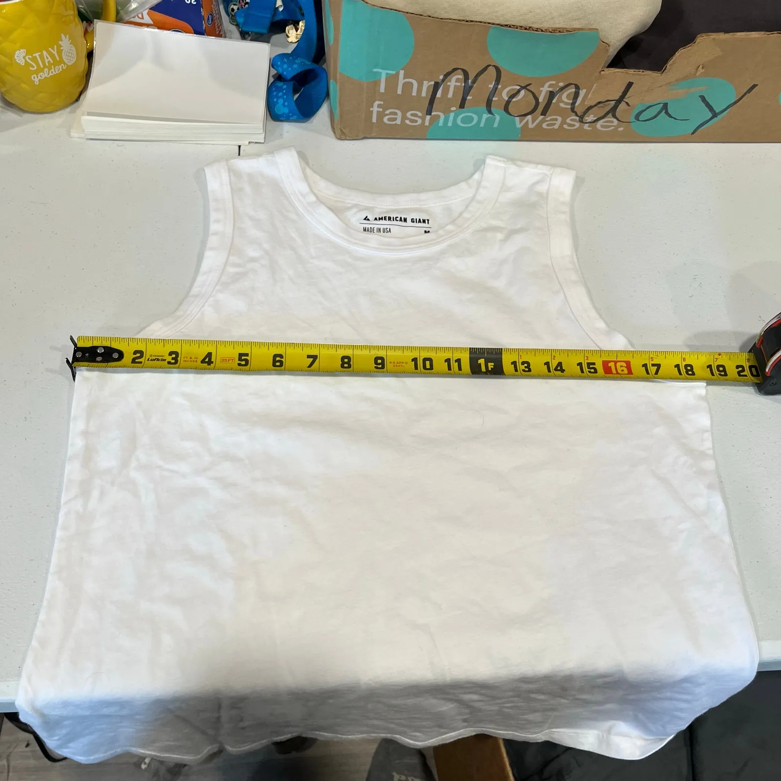 American Giant White Classic Muscle Tank Cotton Womens Sizd Medium USA Made - Image 5