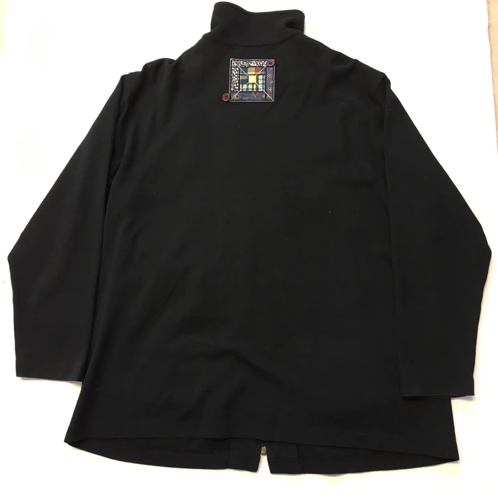 Bechamel women's vintage embroidered Sewing cardigan sweater full zip size‎ Lg Black - Image 2