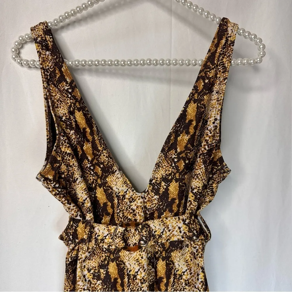 Faithfull The Brand Hilda Cinch Waist Animal Print One-Piece Swimsuit large - Image 3