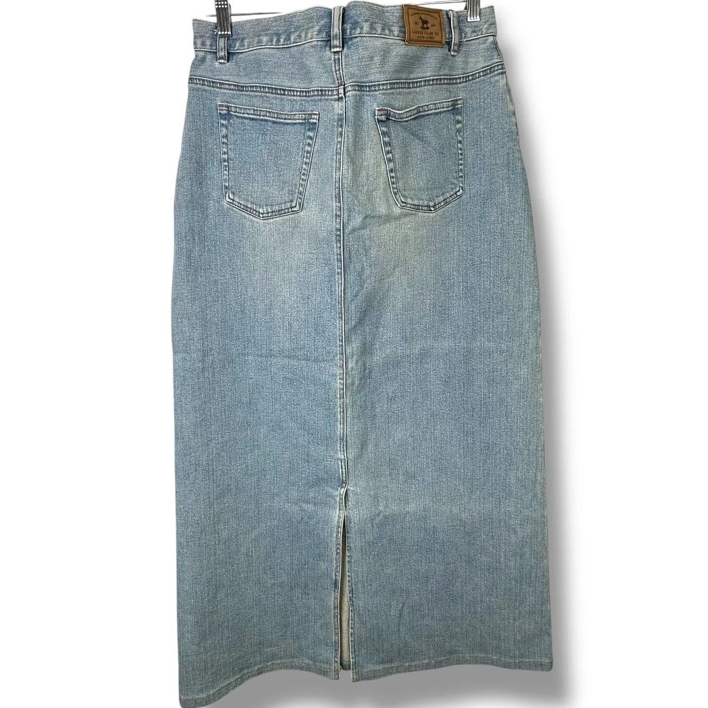 Lauren Jeans Co. Y2K Ralph Lauren High Waist Jean Denim Midi Skirt Size 12 - Image 5