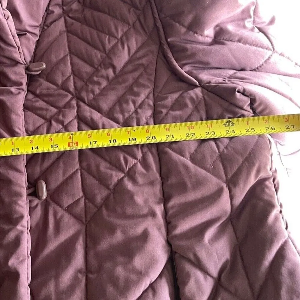 Vintage Saxton Hall Women’s Purple Quilted Warm Midi Jacket Puffy Coat Size M Size M - Image 7