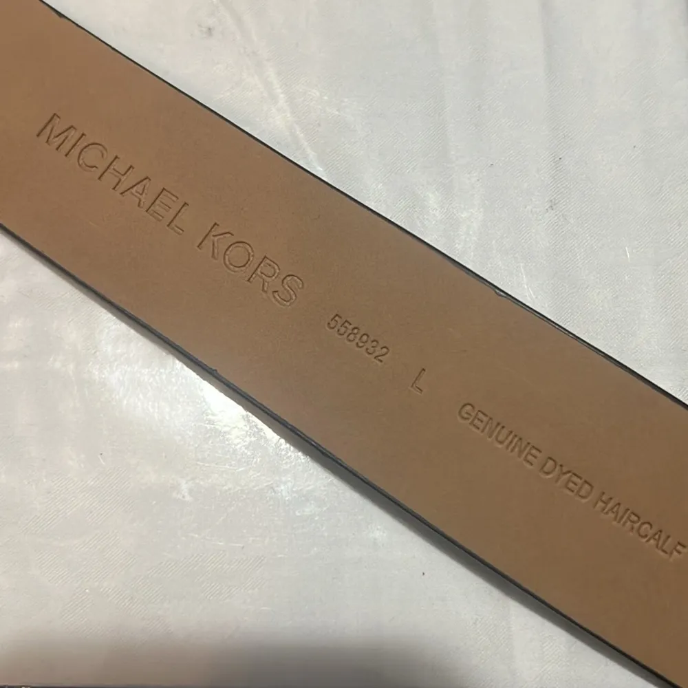 Michael Kors Black Calf Hair Leather Belt, Size L New with Tag $78 Size L - Image 8