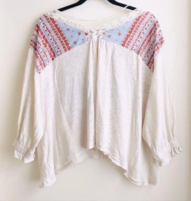 NWT  Prairie Days Ivory Lace Floral Patchwork Peasant Top - Image 4