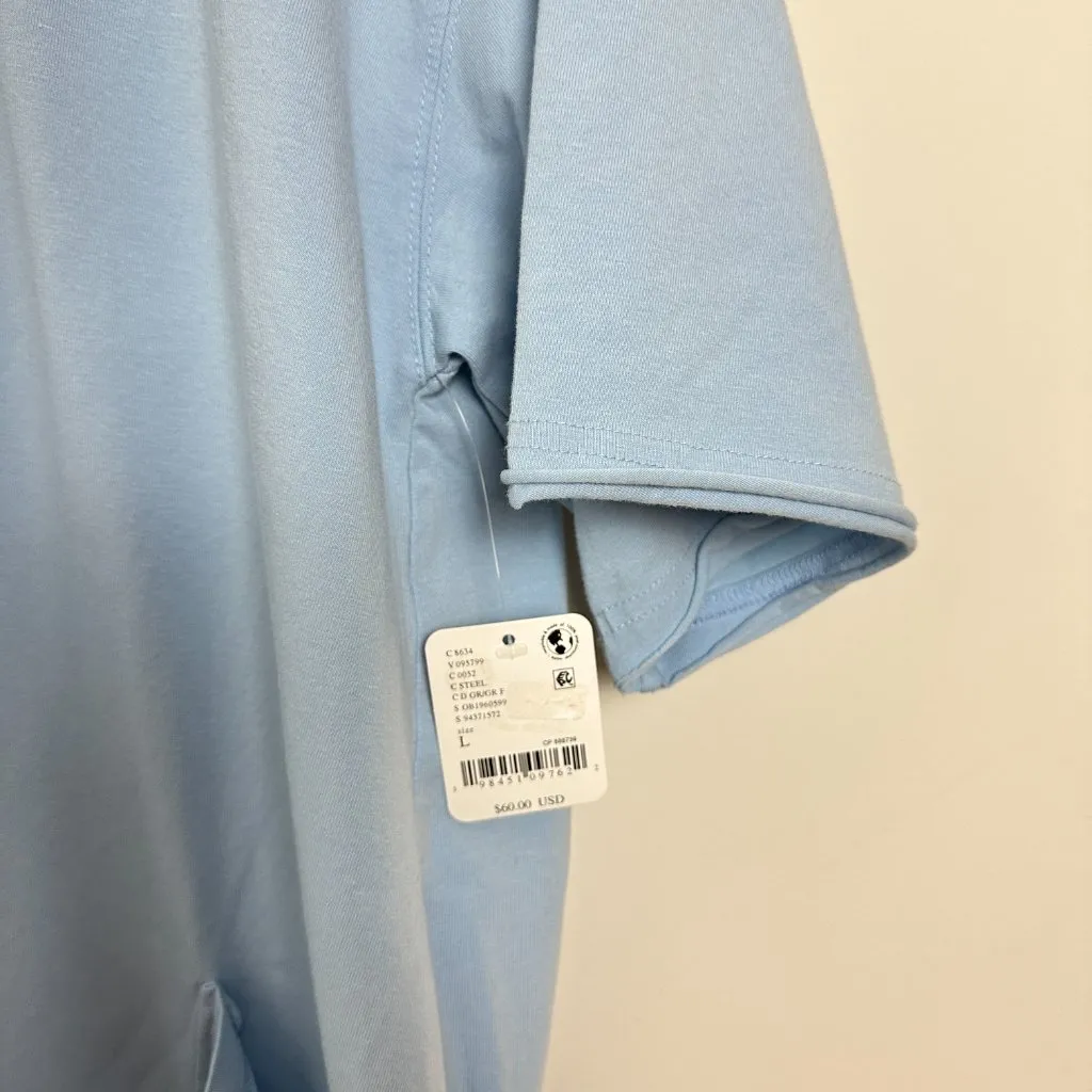 FREE PEOPLE Movement Hot Shot Printed Tee Romper in Steel Size Large NWT Blue - Image 6