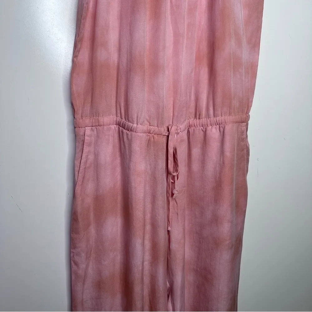 Cloth & Stone Anthropologie Day Tripper Peachy Pink Tie Dye Cropped Jumpsuit S - Image 5