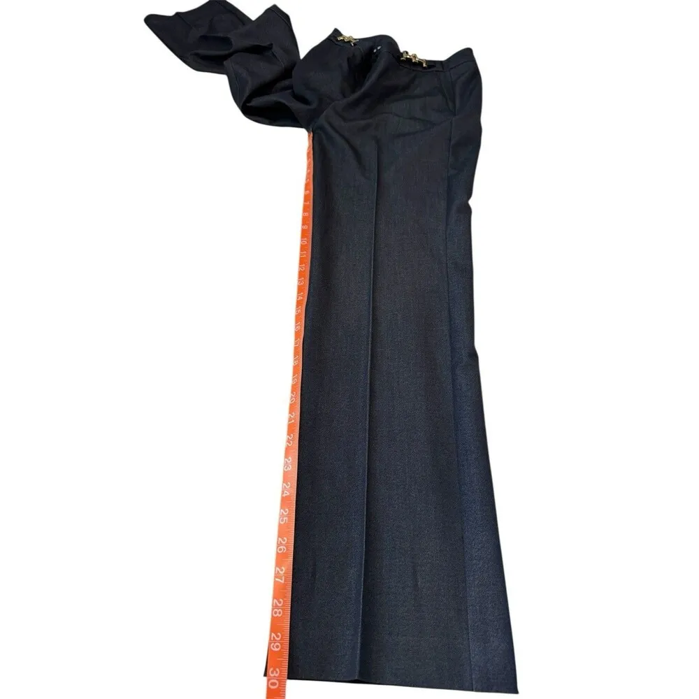 Dana Buchman Pants Womens Size 2 Blue Trouser w/ Metal Accents at Waist Straight - Image 5