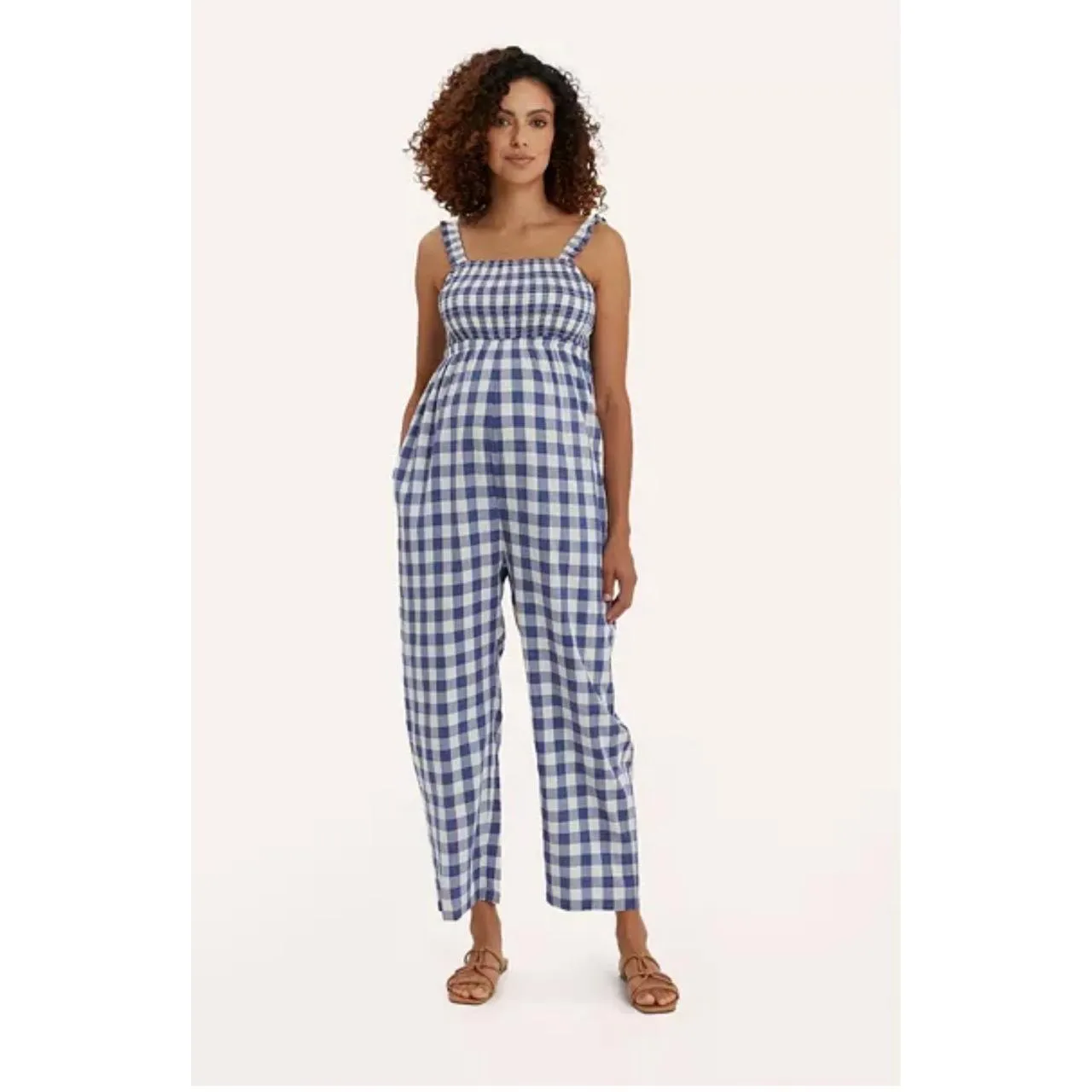 NWT Nom Marais Blue White‎ Plaid Jumpsuit XL Size undefined - Image 11
