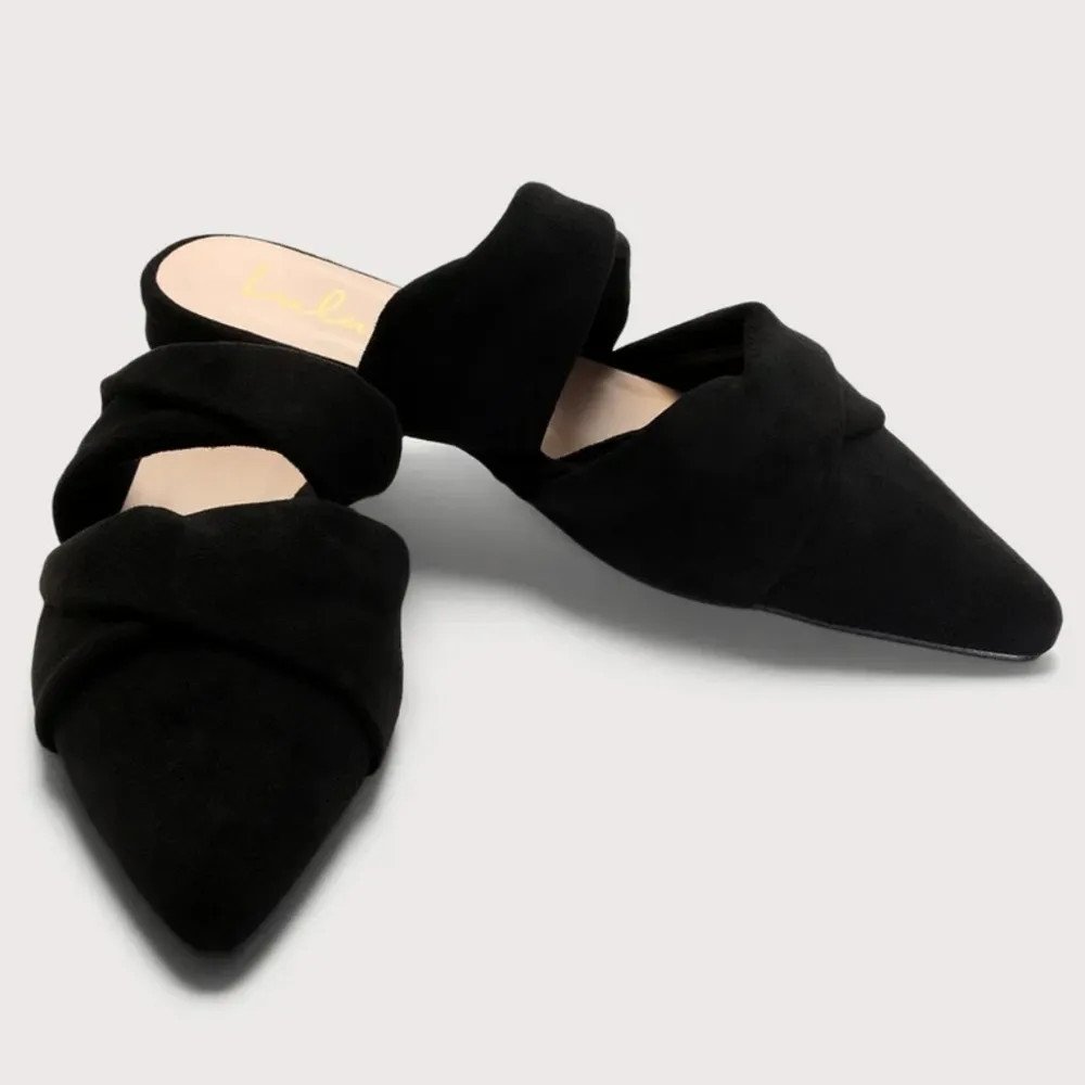 Lulus Black Lusly Suede Pointed Toe Mule Slides 6.5 - Image 7