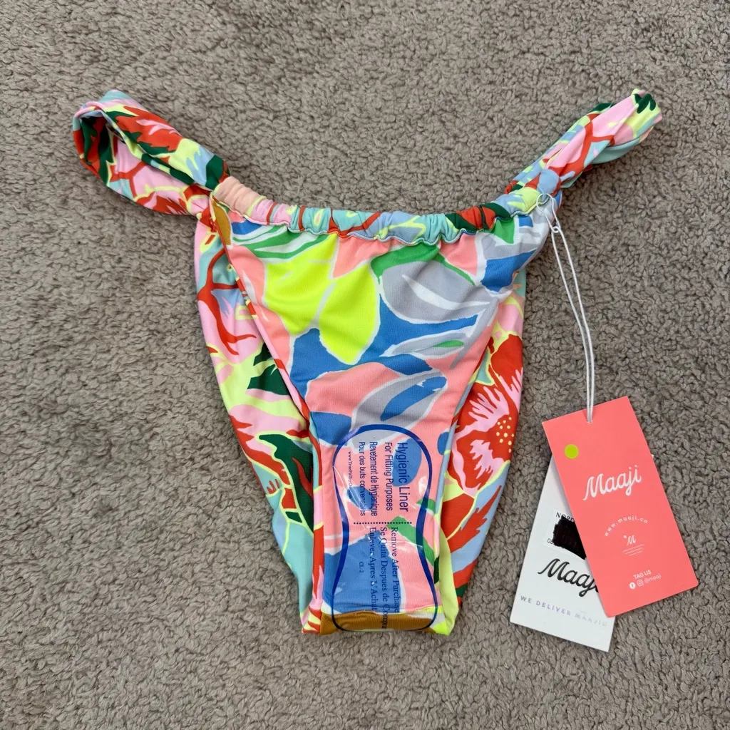 Maaji Neon‎ Leafy Gea Single Strap Bikini Bottom L - Image 6