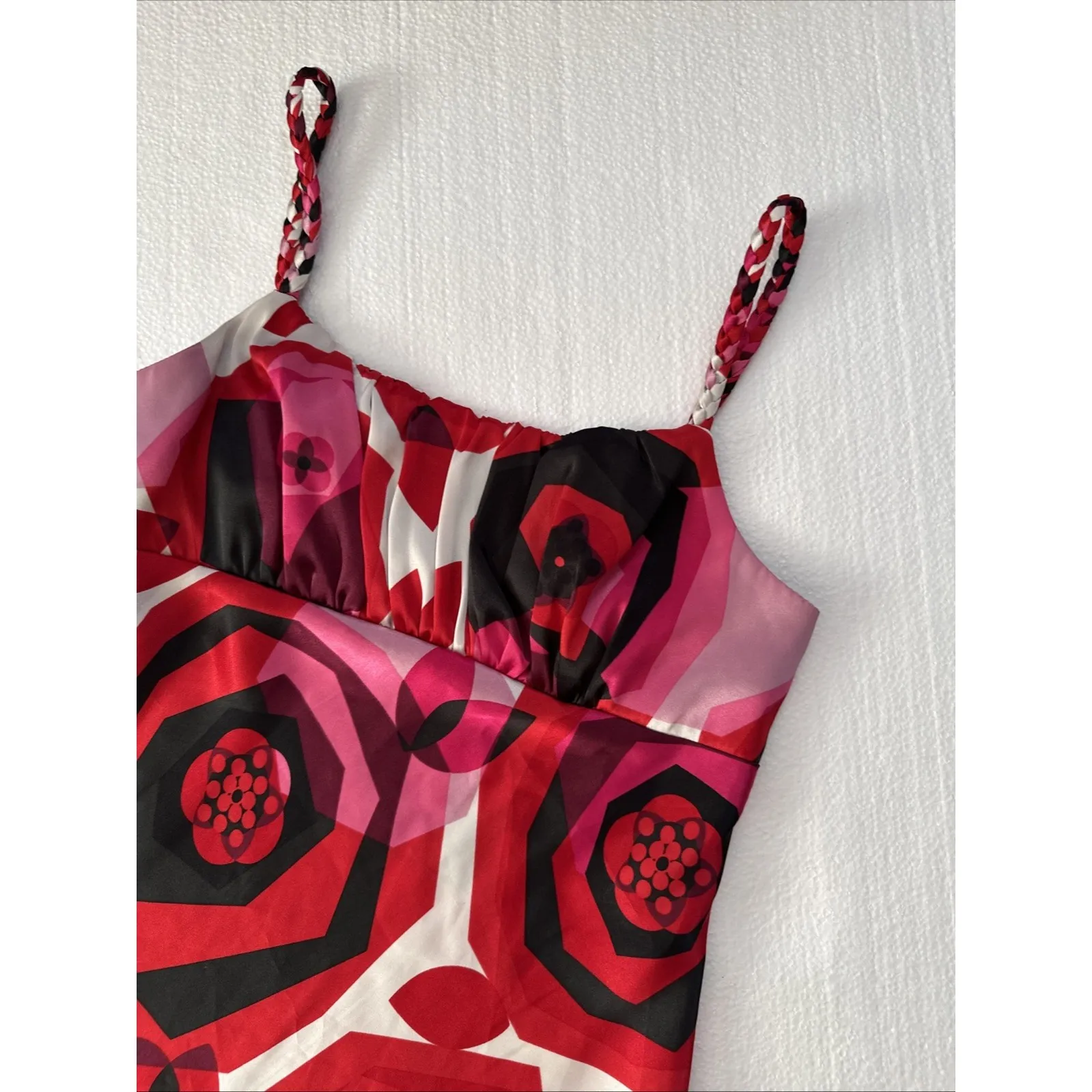 Vintage‎ Women M Fairy Y2K Glam Flowy Babydoll Top Braided Straps Holiday Party - Image 3