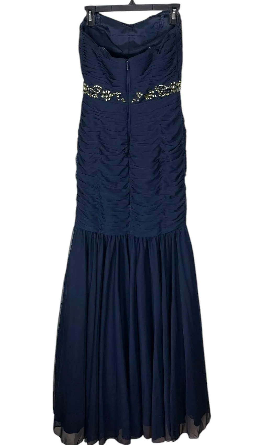 Vintage  Gown Prom Dress Blue Beaded Jewels Mermaid Size 4 Y2K 90s - Image 6