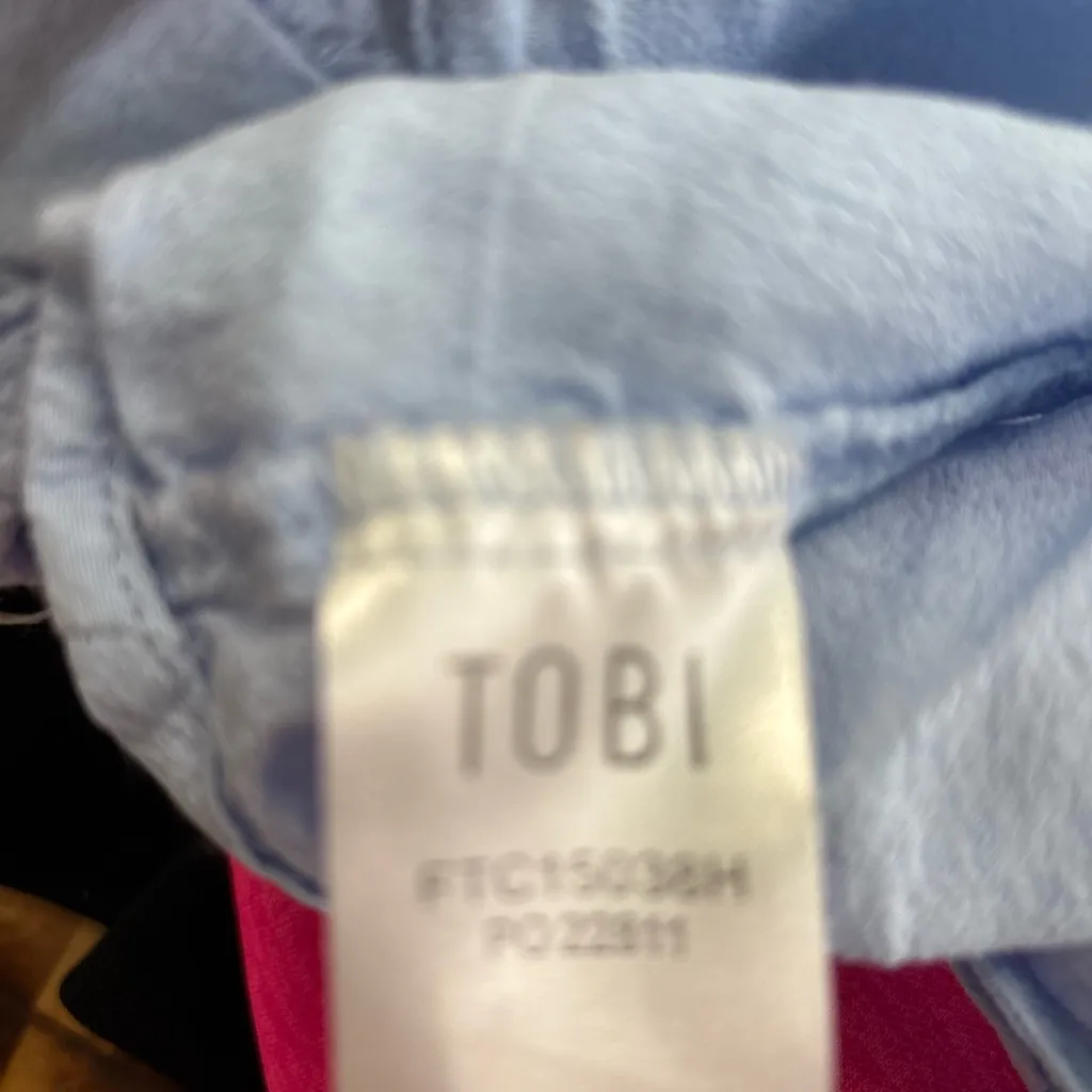 Tobi Sky Blue Strappy Crop Top with Cold Shoulder - Image 3