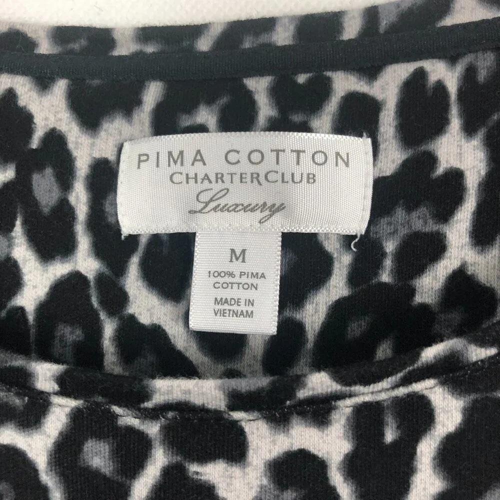 Charter Club Womens Top Medium Quiet Luxury Old Money Animal Print Dressy Chic - Image 2