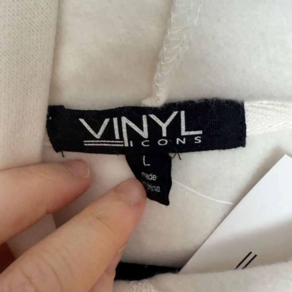 Vinyl Icons Women’s Large White Multicolored Hoodie Sweatshirt - Image 2