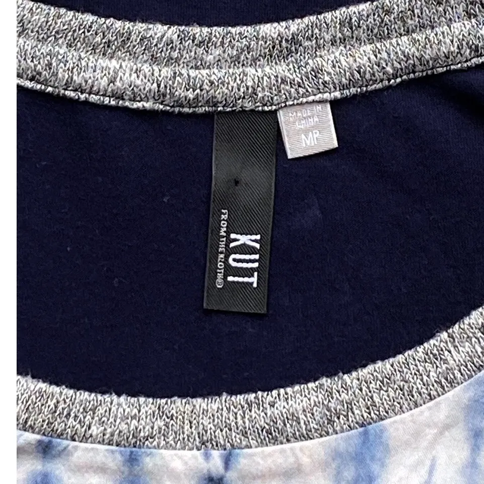 KUT FROM THE KLOTH Blue Tie Dye Jersey Top with Sweater Arms ~ Women's Size MP - Image 6
