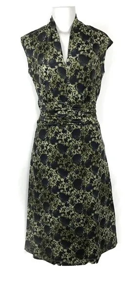 Newport News Dress Medium Petite Sleeveless Floral V Neck Career Cocktail Sheath - Image 1