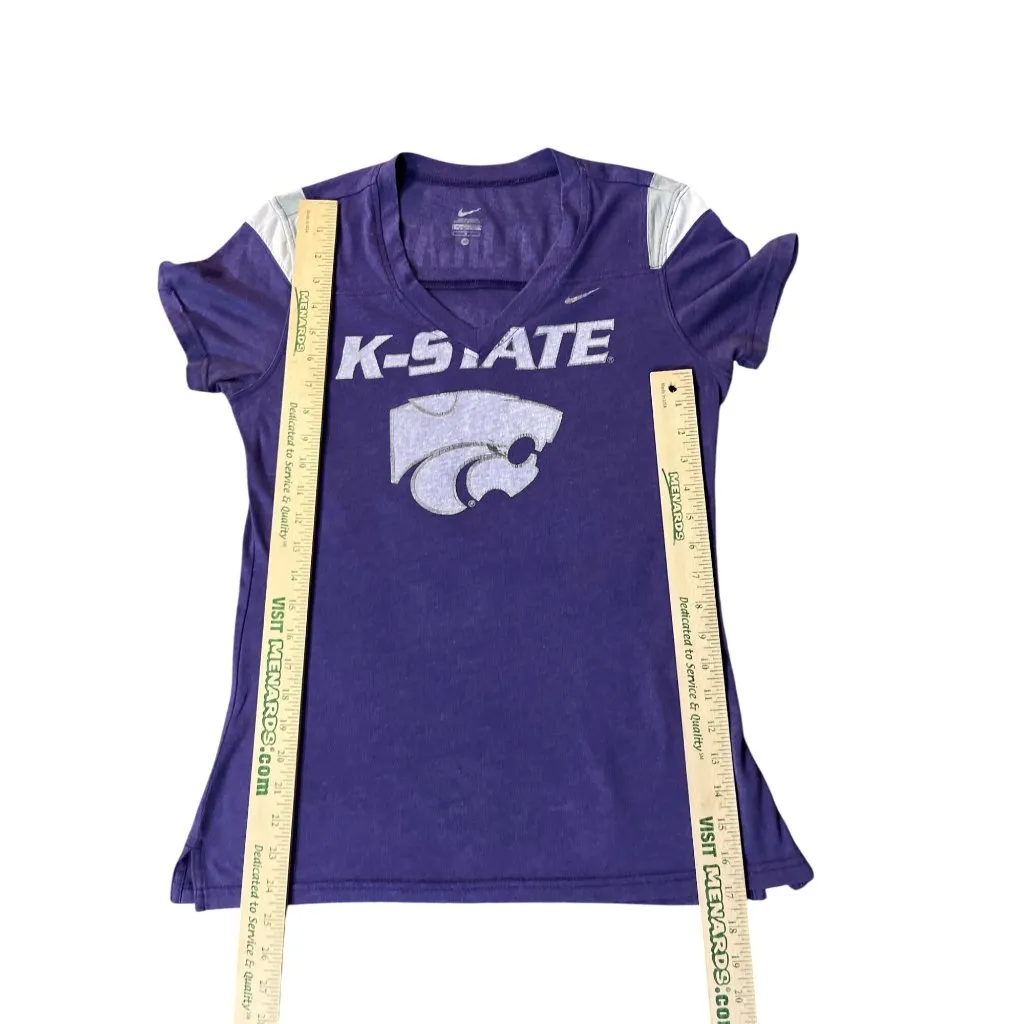 Nike K-State Wildcats Womens V-Neck Short Sleeve T-Shirt Purple M Used - Image 9