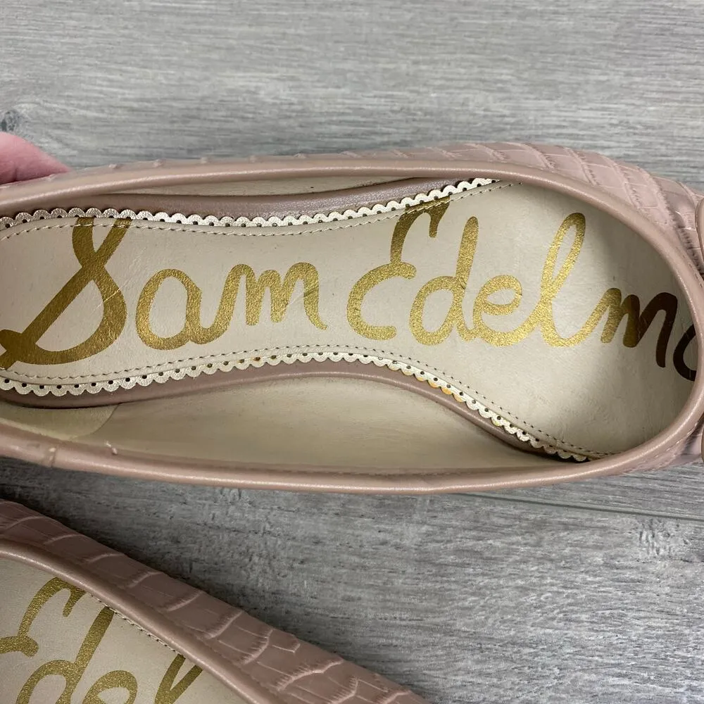 Sam Edelman Taupe Pink Croc Embossed Leather Square Toe Jillie Flats Sz.7.5 - Image 10