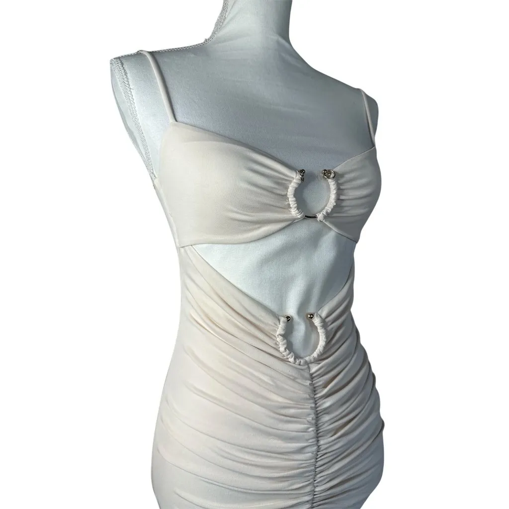 Camila Coelho Yasmeen Midi Dress in Beige XSmall New Womens Stretch Cut out - Image 7